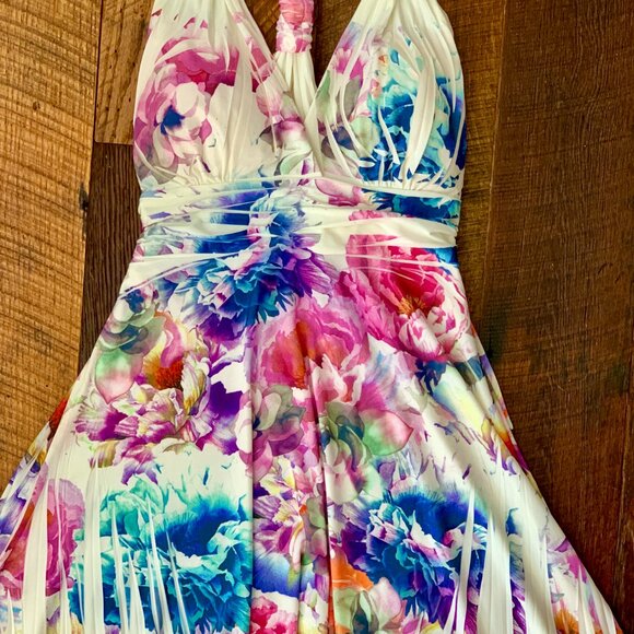 Nani Kai Hawaiian Midi Floral Dress Size Small Fits Size 16 Womens - Picture 8 of 9